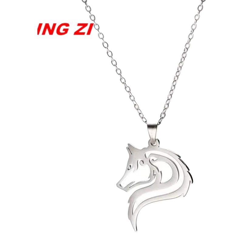 Ningzi explosions hot vintage personality wolf head stainless steel pendant titanium steel men's necklace pendant manufacturers wholesale