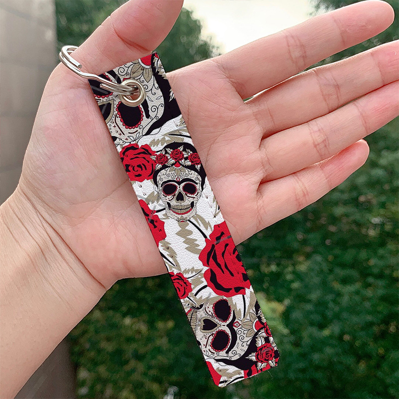 Picture of Amazon AliExpress European and American popular skull skull pu leather keychain wholesale in stock bag pendant
