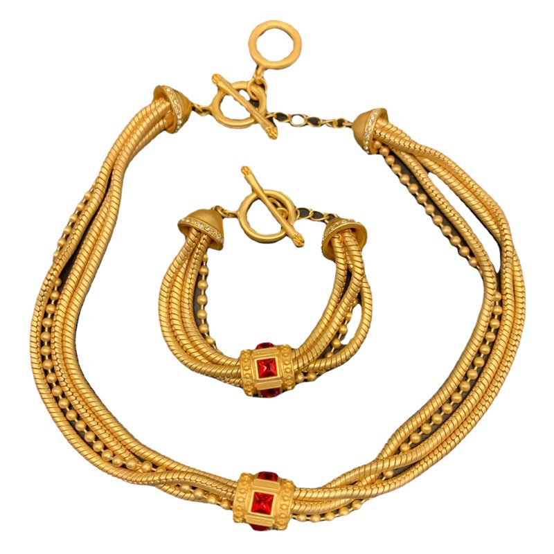 Qingdao Middle Ancient Simple Style Multi-Layer suit Necklace Bracelet Fashionable Joker Commuter Necklace suit