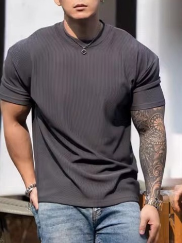 Summer new 280g heavy texture shoulder pad sleeve large anti-wrinkle quick-drying fitness clothing sports short sleeve T-shirt men