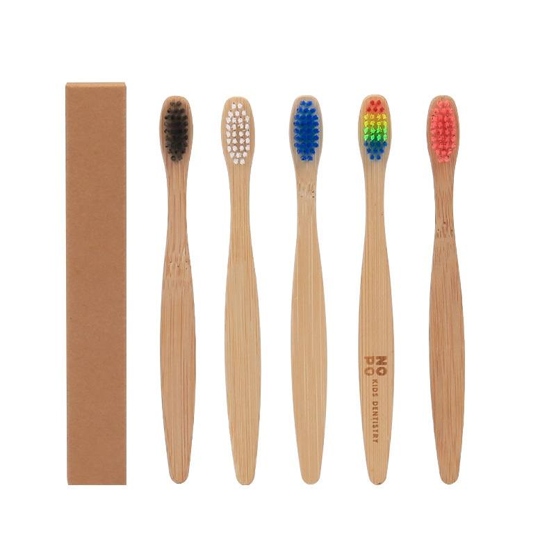 Picture of Hotel Bamboo Toothbrush Bamboo Toothbrush Bamboo Charcoal Kidsren's Bamboo Handle Wooden Soft Hair Logo Portable Environmentally Friendly Kidsren's Health