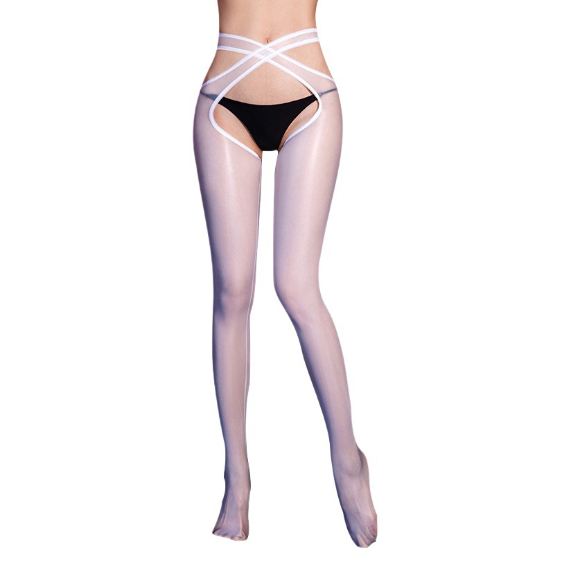 Cross-Border Trade Temptation High-Elasticity Sexy Hollow-Out Butt-Revealing Tights Shiny Ultra-Thin Erotic Lingerie for Women