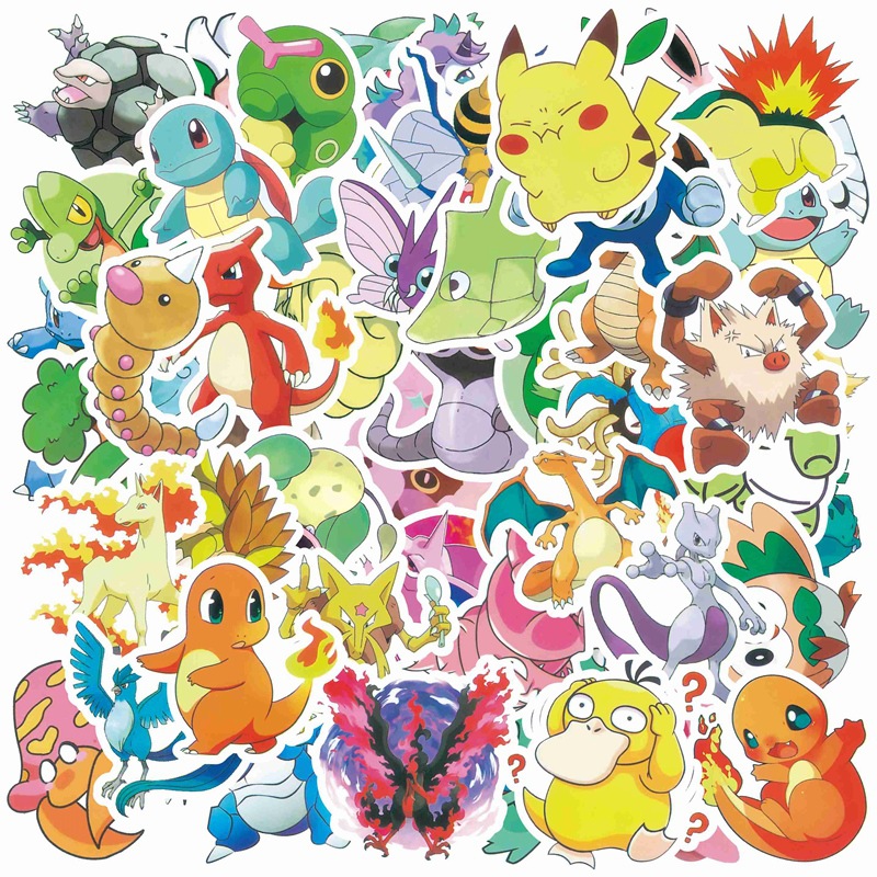 Picture of Large pattern 50 magic digital baby hand account stickers cute cartoon elf expression mobile phone case Cup stickers