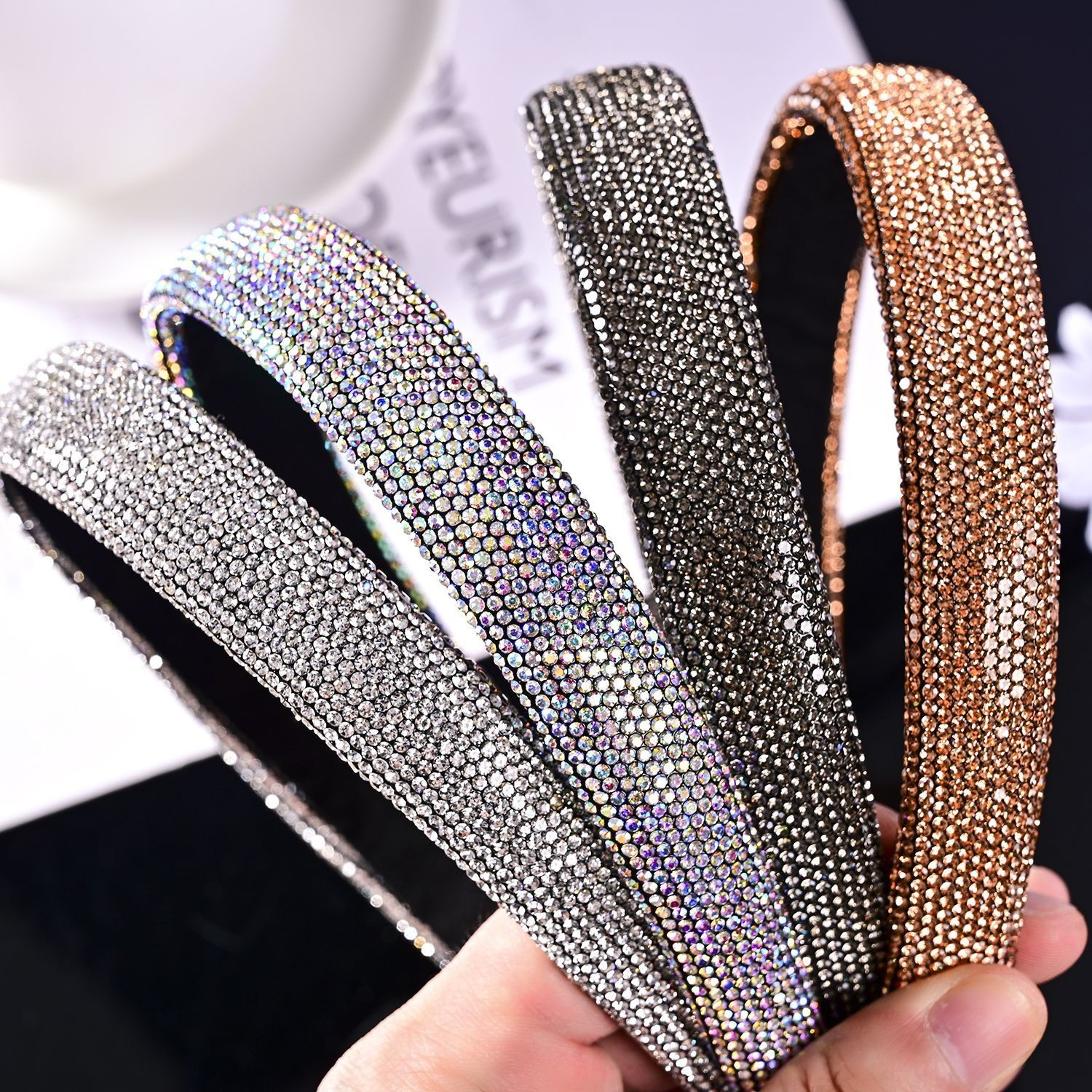 New cross-border European and American full diamond headband rhinestone sponge with net red trendy hair accessories women's hair band hair accessories
