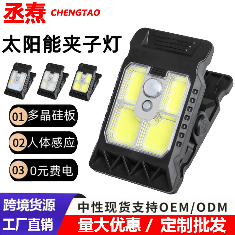 Cross-Border Solar Wall Lamp Human Body Induction Outdoor Garden Lamp Learning Lamp Automatically Lights up at Night Solar Clip Lamp