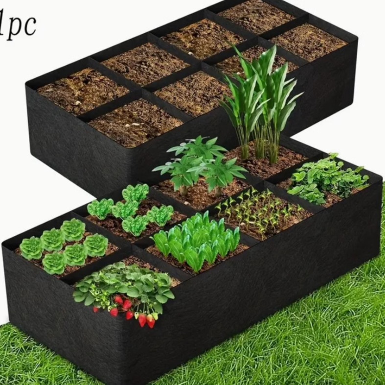 Cross-border Felt Multi-grid Plant Bag Rectangular Flower Pot Beautiful Plant Bag Landscaping Multi-grid Eight-mouth Planting Bag Bucket
