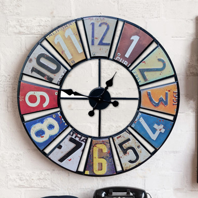Picture of Factory wholesale wrought iron clock Amazon wall clock product retro wall clock decorative wall clock round clock