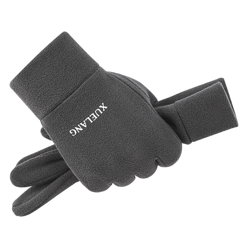 Fleece Gloves Men's Autumn and Winter Velvet Warm Outdoor Cycling Electric Vehicle Sports Driving Fleece Cold-proof Gloves