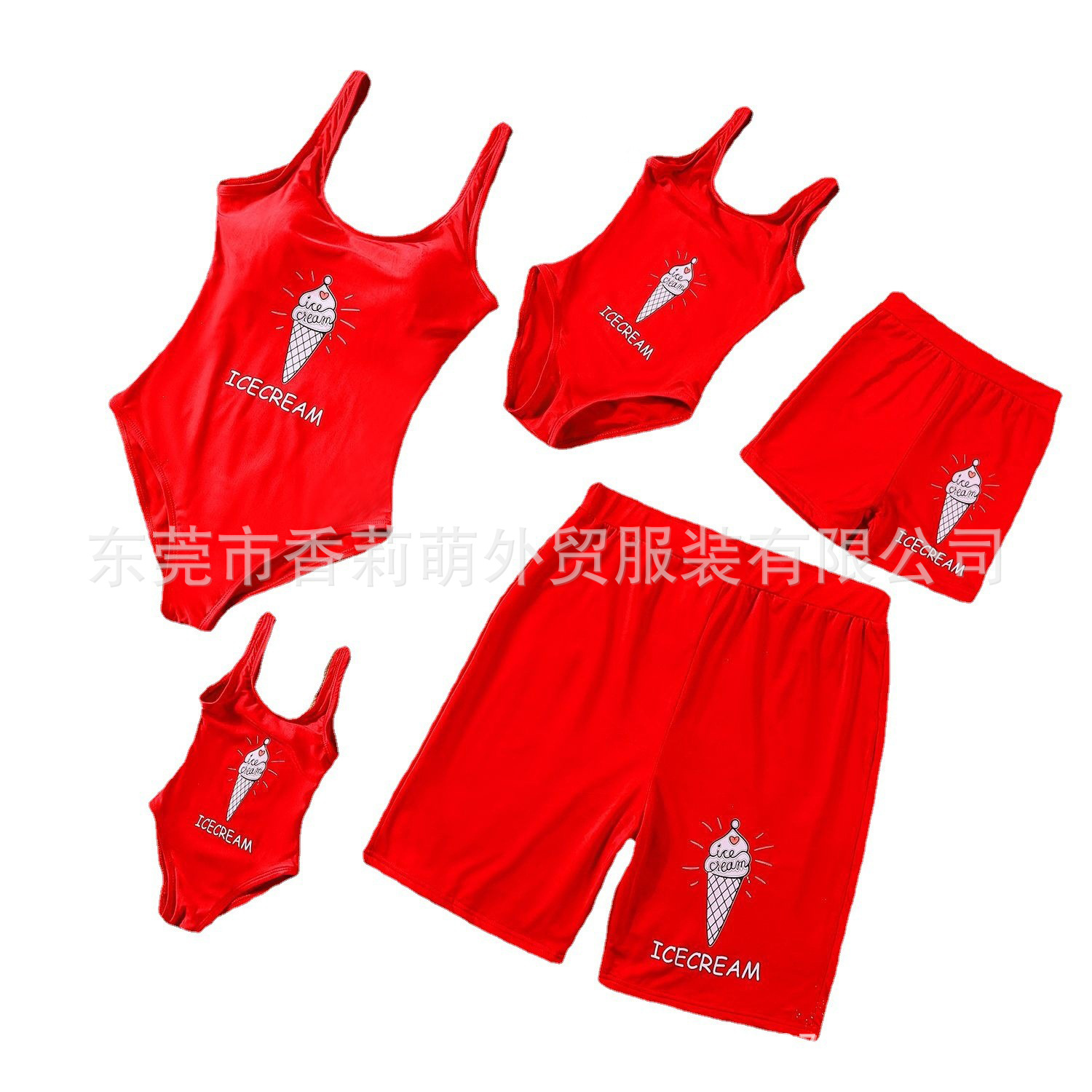 Picture of 2022 foreign trade new parent-child family swimsuit red mother-daughter backless bikini men's beach pants factory outlet