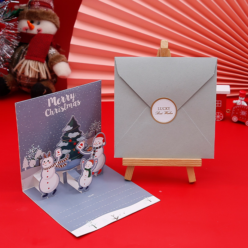 Picture of Amazon Stereo Christmas Greeting Card Creative Christmas Eve Message Holiday Card Gift Folding Card Set