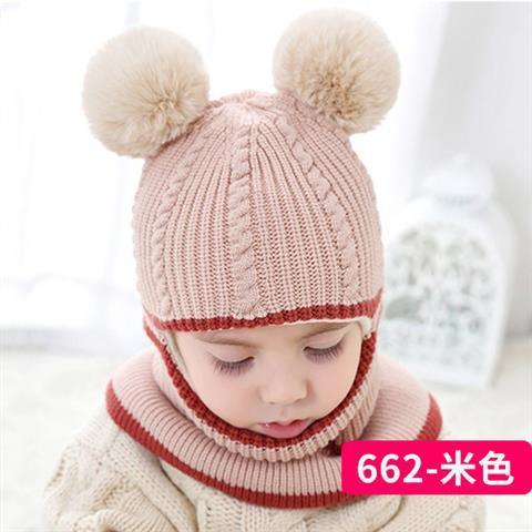 Picture of Children's Hat Autumn and Winter Thickeneded Velvet Warm Woolen Hat 1-2-5 Years Old Boys and Girls Baby Neck Scarf Face Protection Hat