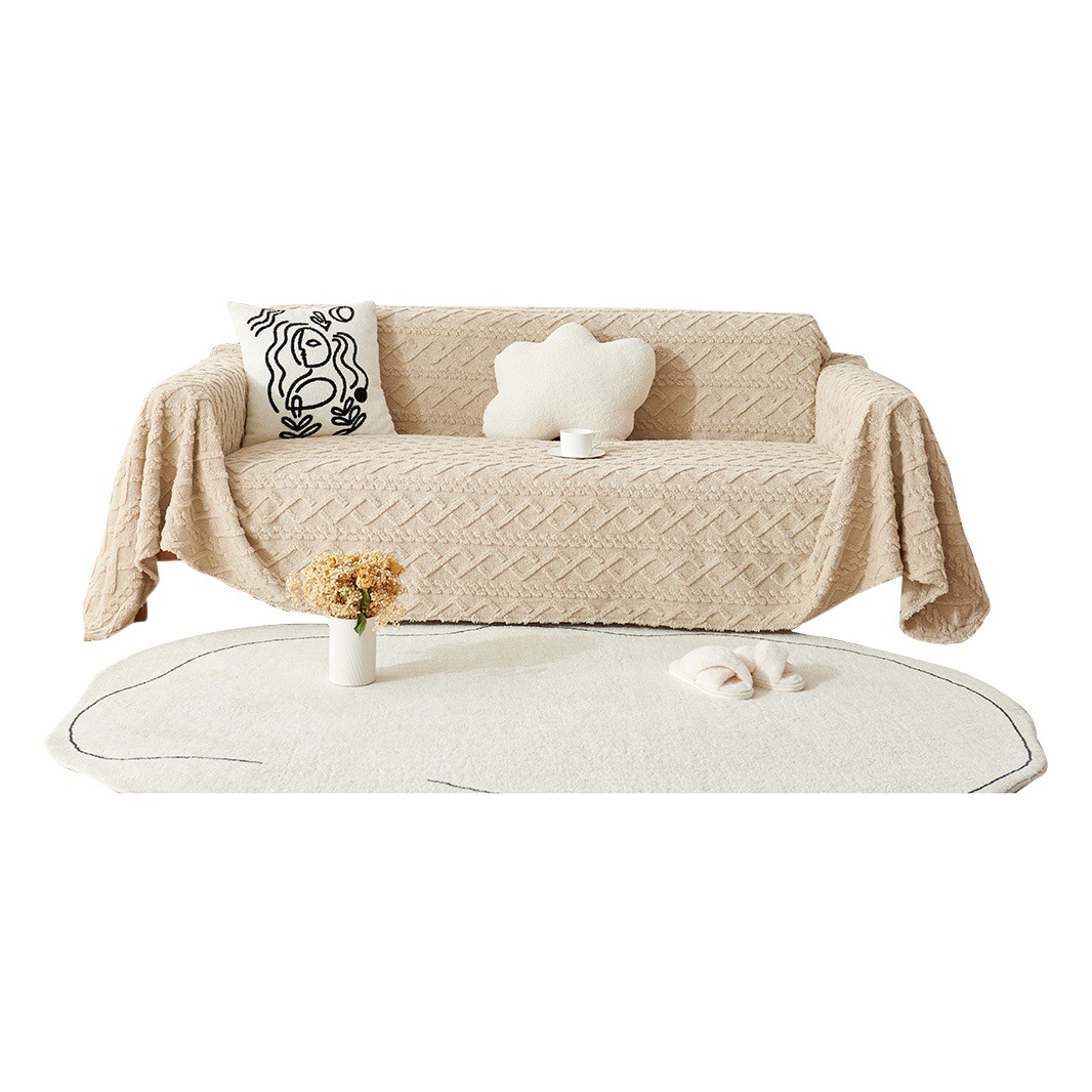 Carding fleece jacquard sofa full cover cloth towel new solid color cover towel simple modern sofa cover universal pad cloth winter