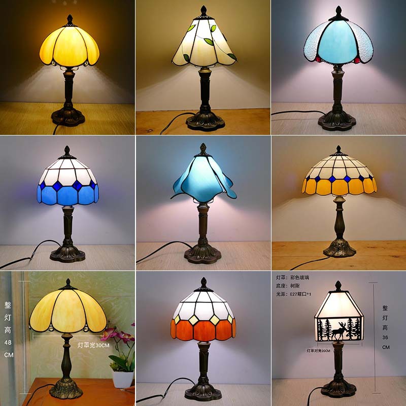 Tiffany Fashionable Bedroom Bedside Lamp Simple Modern Creative Lighting Art Stained Glass Living Room Table Lamp