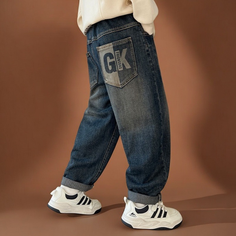 Children's Wear Boys Pants 2025 New Spring and Autumn Children's Boys Foreign Trade Trendy Jeans Trendy Jeans