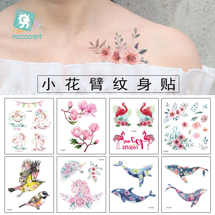 New Waterproof Tattoo Sticker Fantasy Small Fresh Flower Arm Tattoo Original Unicorn Flamingo Tattoo Sticker