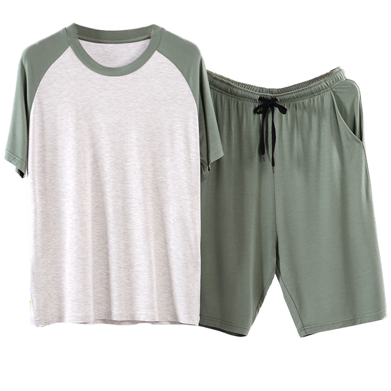 Picture of Spring and Summer Men's Thin Modal Pajamas Home Clothes Set Men's Ice Silk Loose Short-sleeved Shorts Home Clothes