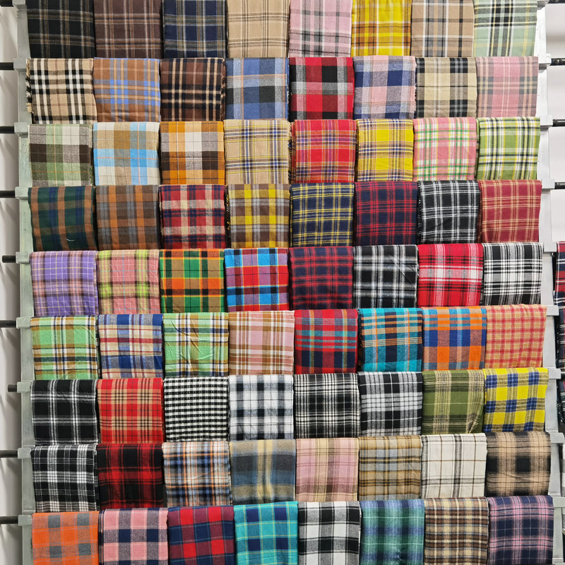 in stock Yarn-dyed Plaid Jacquard Fabric Hot Selling Children's Clothing Fabric Wholesale Autumn and Winter Sanding Polyester Cotton Shirt Fabric