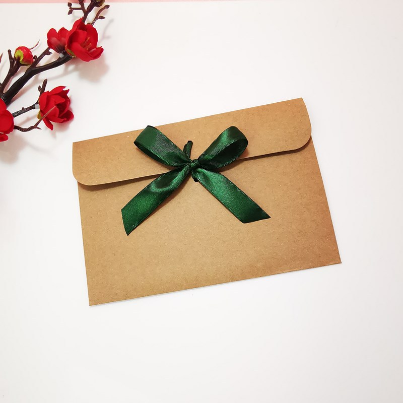Picture of European envelope Kraft paper style vintage greeting card blessing card packaging bag creative bow CD bag wholesale