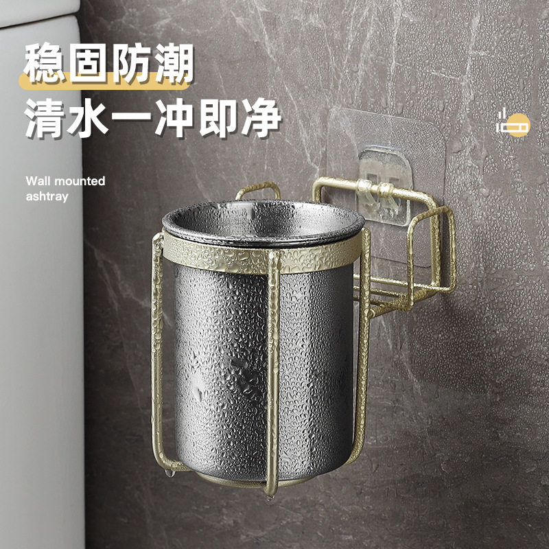 Picture of Stainless steel wall-mounted ashtray creative bathroom anti-fly ash wholesale non-perforated multifunctional ash rack logo