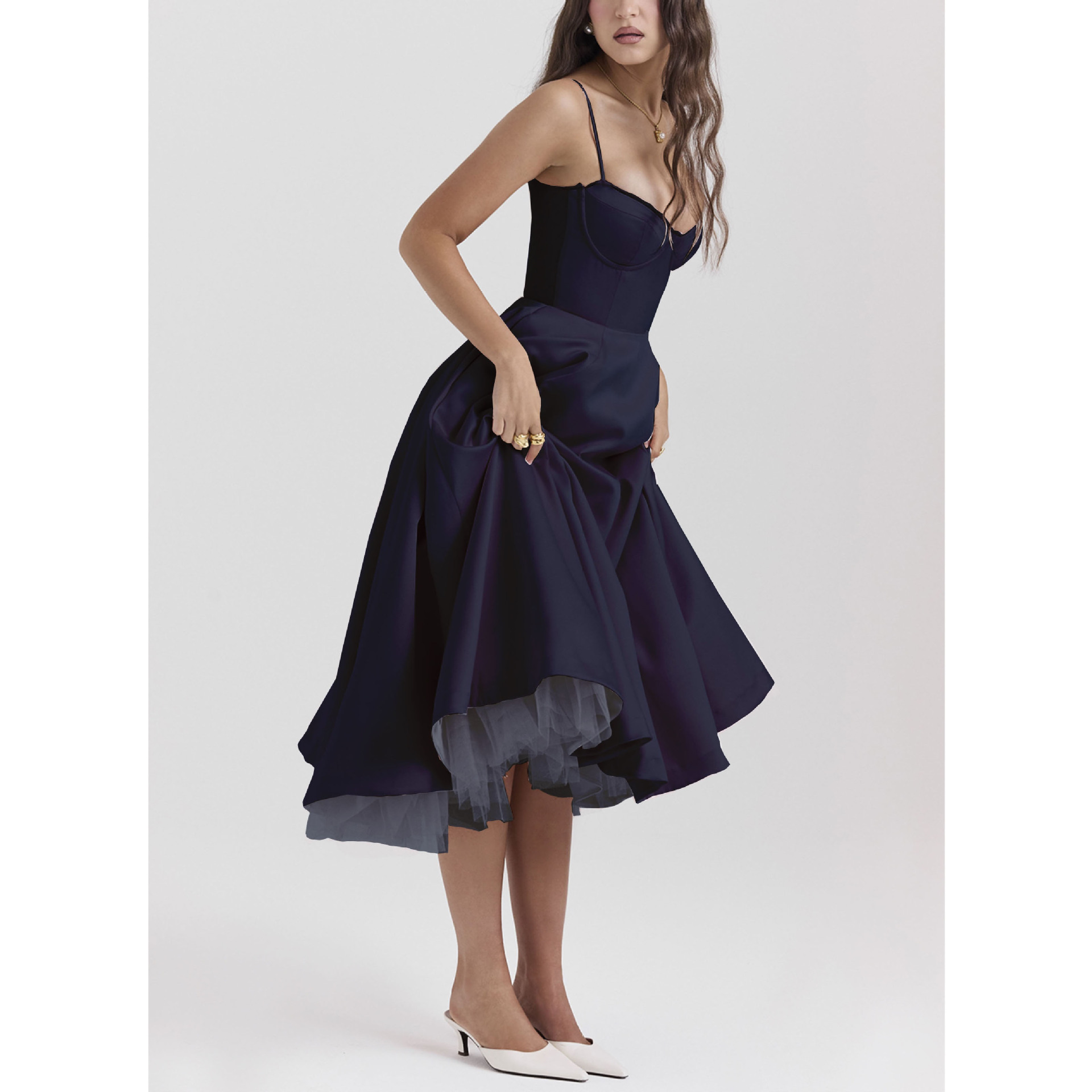 Picture of European and American sexy women's cross-border Amazon new strap V-neck sleeveless dress pettiskirt long skirt