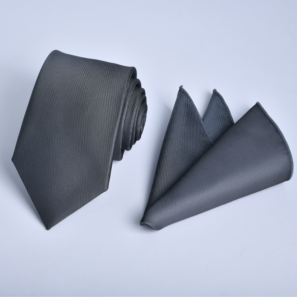 Picture of Tie Square Scarf Set 2-Piece Matte Plain Color Single Color Spot New Men's Formal Wear Business Professional 8cm Hand-Tied