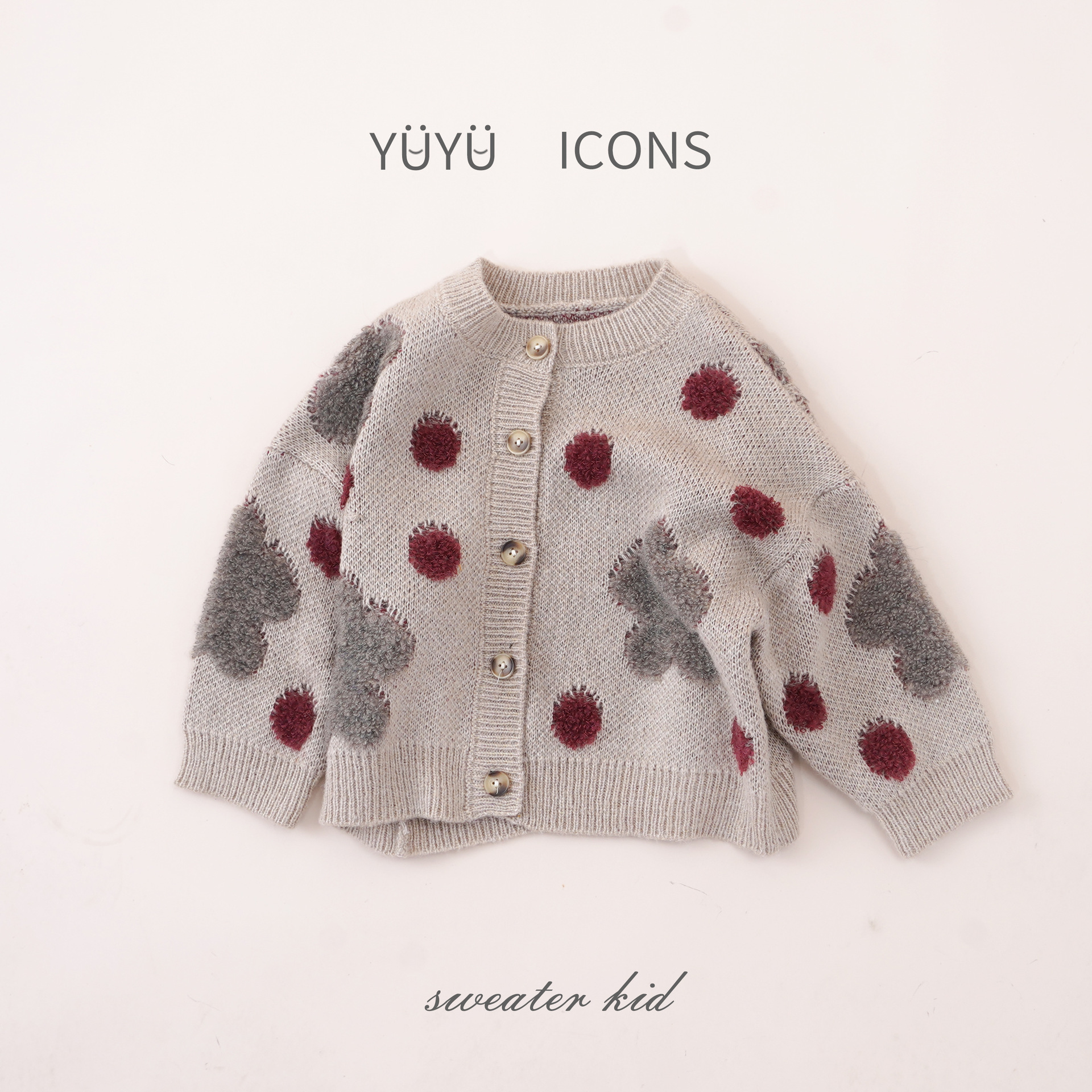 Picture of 2024 Spring New Korean Style Children's Clothing Girls Large Polka Dot Sweater Children's Sweater Baby Girl Knitted Cardigan