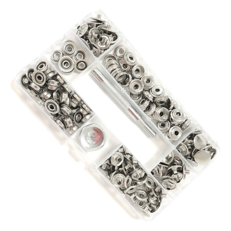 Quick-Release 15mm Stainless Steel Large White Buckles 50 Sets Outdoor Tent Fixed Buckles Anti-Rust Four-Button Buckles for Amazon