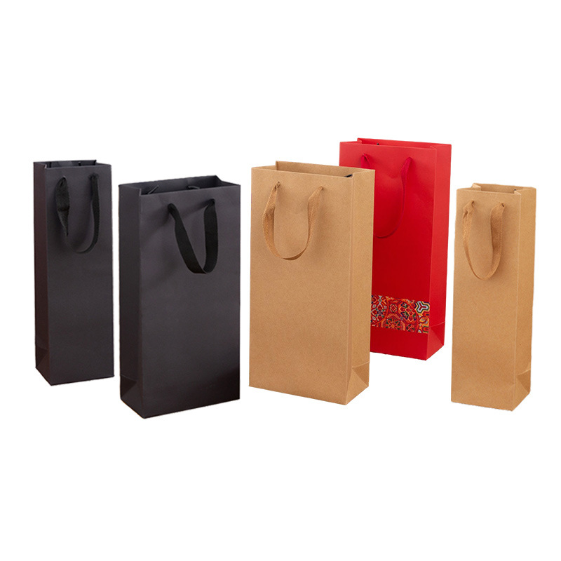 Picture of Black Wine Bag, Fashionable Single and Double Thickened Gift Tote Bag Packaging Bag, Souvenir Wine Bag Wholesale