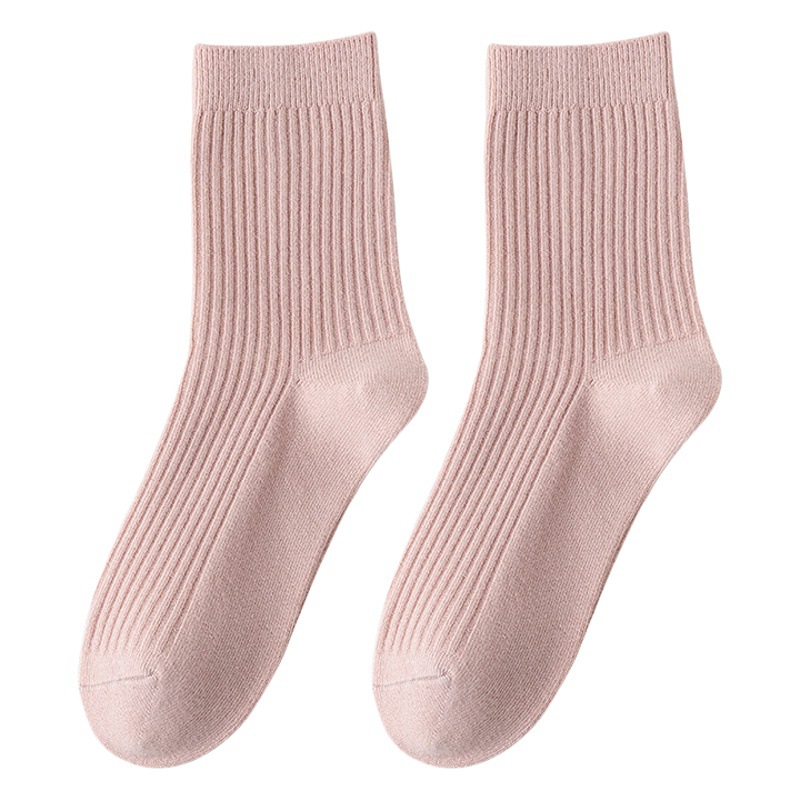 Picture of Women's Pure Cotton Socks for Autumn and Winter, Sweat-Absorbent and Odor-Resistant, Double-Needle Mid-Calf Socks, All-Cotton Women's Socks, Zhuji Socks, Pure Cotton Socks