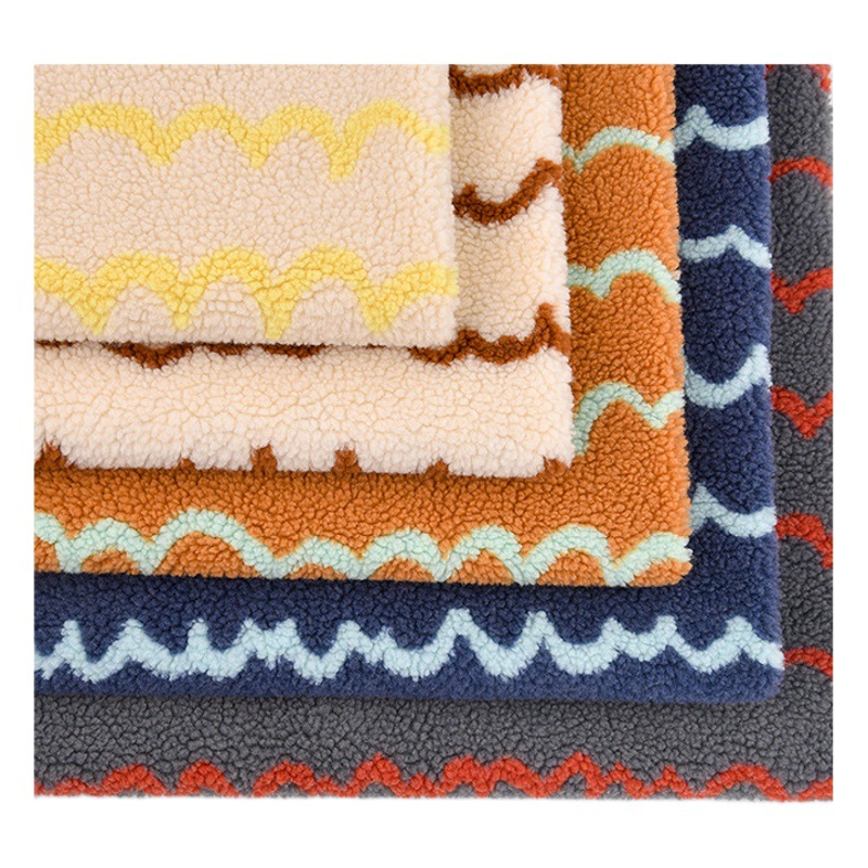 Spot 360g polyester water ripple wave Jacquard lamb wool fabric autumn and winter coat Wool Lamb