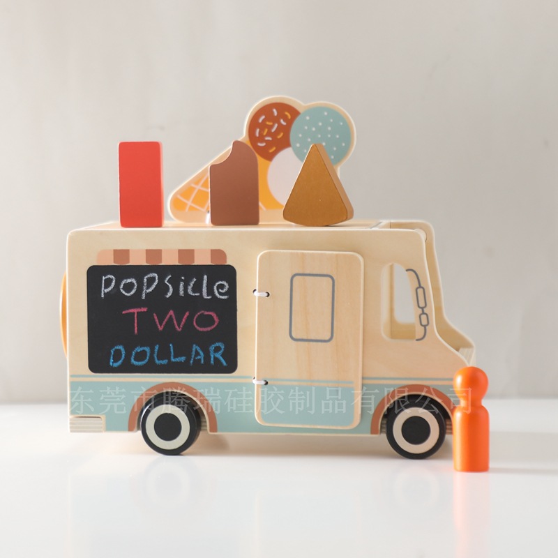 Picture of Cross-border children's wooden simulation ice cream cone play house toy mini commissary ice cream shop toy car