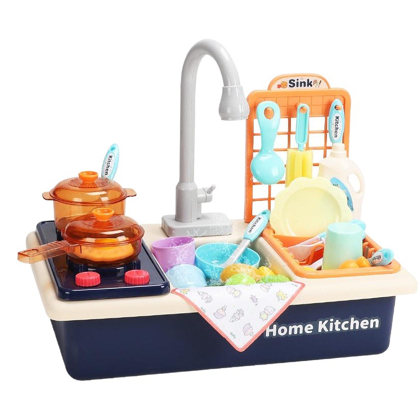 Picture of Children's Simulation Dishwasher Washing Basin Circulating Water Outlet with Stove Baby Play House Water Kitchen Toy Gift