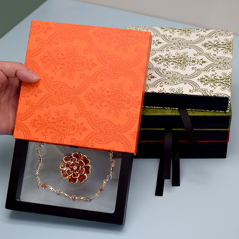 Embossed Pull Box Eighteen Seed Bracelet Box Orange Bracelet Bracelet Wen Play Packaging Box Anti-oxidation High-grade Jewelry