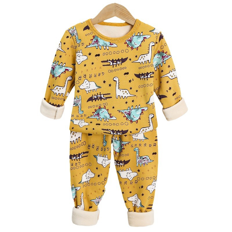 Picture of Children's thermal underwear children's clothing fleece-lined thickened suit boys' autumn clothes long pants girls' winter clothes bottoming two-piece suit fashion