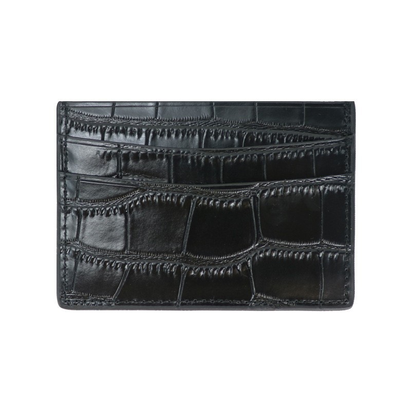 Amazon's Best-Selling Cowhide Crocodile Pattern Leather Id Card Holder Ultra-Thin Creative Id Protective Cover with Logo Printing