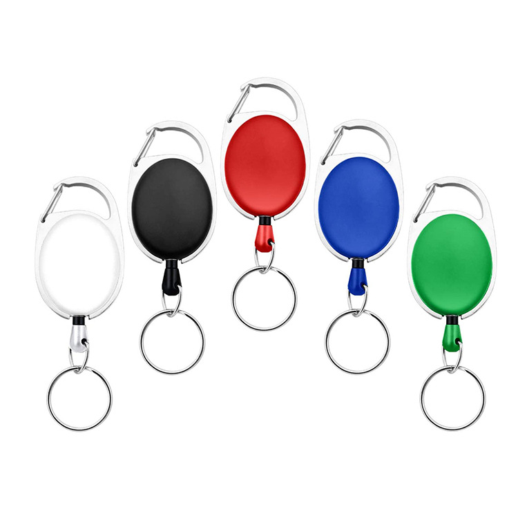 Amazon hot sale in stock zinc alloy ABS easy pull buckle retractable easy pull ID buckle keychain LOGO printing