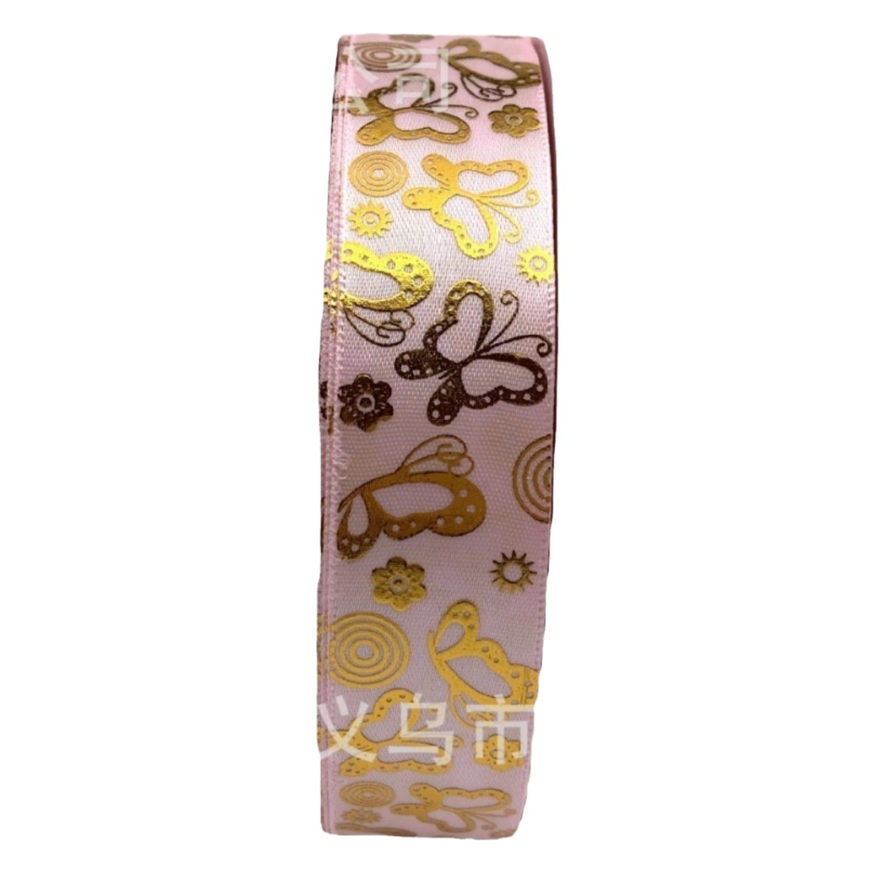 2.5CM thermosetting bronzing ribbon wholesale butterfly flower butterfly flower gift packaging accessories ribbon ribbon ribbon