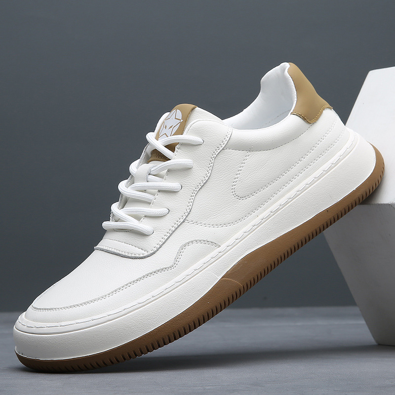 Shoes Men's Board Shoes Genuine Leather Spring and Summer New Thick Bottom Hollow Hole Sports Casual Shoes Men's plus size White Shoes