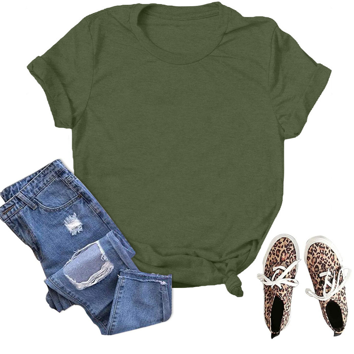 Picture of Spot wholesale foreign trade cross-border solid color blank loose large size T-shirt short sleeve men and women with Amazon wish