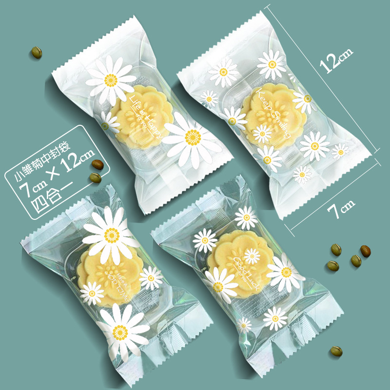Picture of Original transparent white background Daisy snowflake crisp packaging bag cookie pastry bag moon cake machine sealing bag 100 pcs