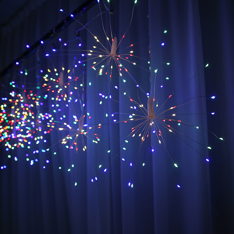 Picture of Solar hanging fireworks lights led lights string creative fireworks lights outdoor waterproof decorative chandelier flashing lights net red