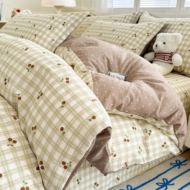 Cotton Quilt Cover Four-Piece Kindergarten Single Cotton Children's Quilt Cover Single Dormitory 1.5-Piece Quilt Cover Four-Piece Set
