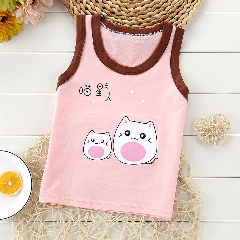 Picture of Children's single-piece vest cotton summer new boys sleeveless top girls Korean version of small and medium-sized children's base shirt wholesale
