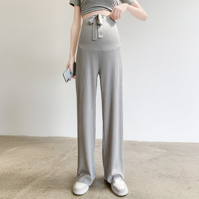 Picture of 2024 Spring and Summer Straight Leg Pants Breathable Ice Silk Thin Trousers Pregnant Women's Wide Leg Pants Loose Dosing Casual Pants