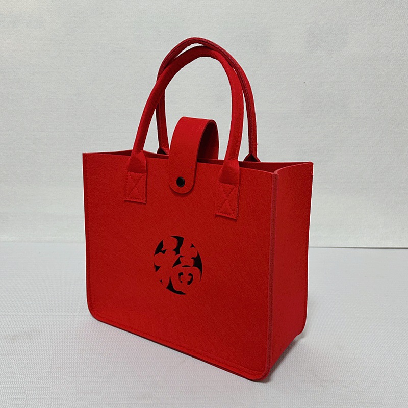 Picture of In-Stock Wholesale Mid-Autumn Felt Bags with Traditional Chinese Style, Various Styles Available, Thickened Large-Capacity Felt Tote Bags