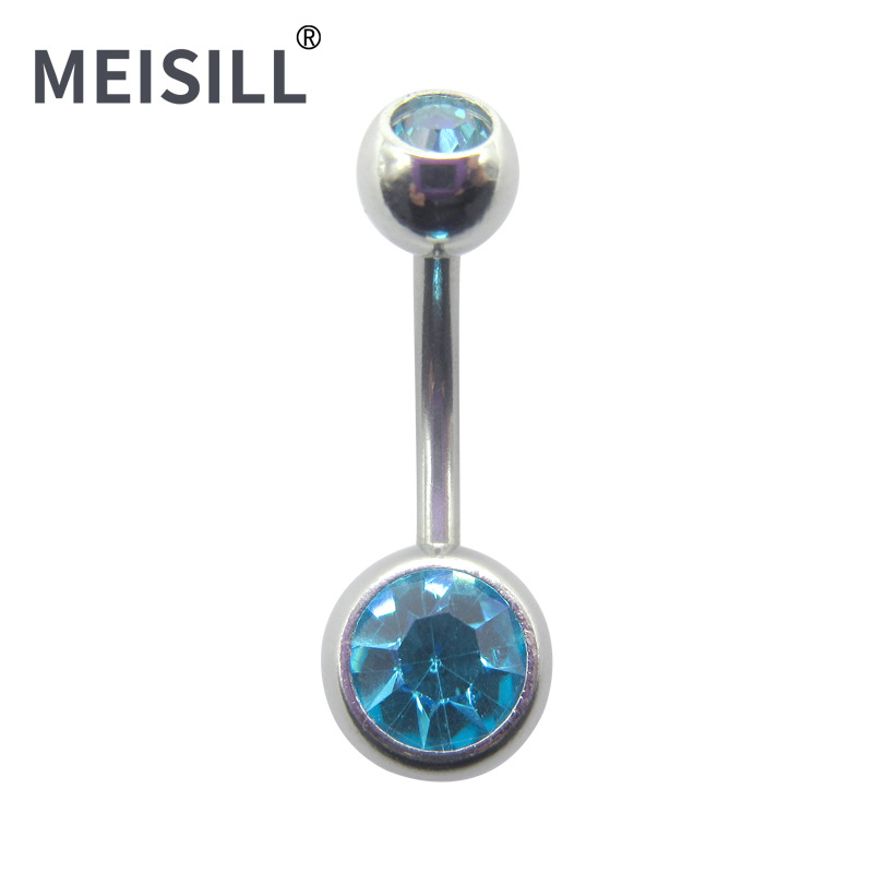 Picture of Meier Stainless Steel Double Diamond Umbilical Ring with Diamond Navel Buckle Cross-border Human Puncture Jewelry with Diamond Navel Nail