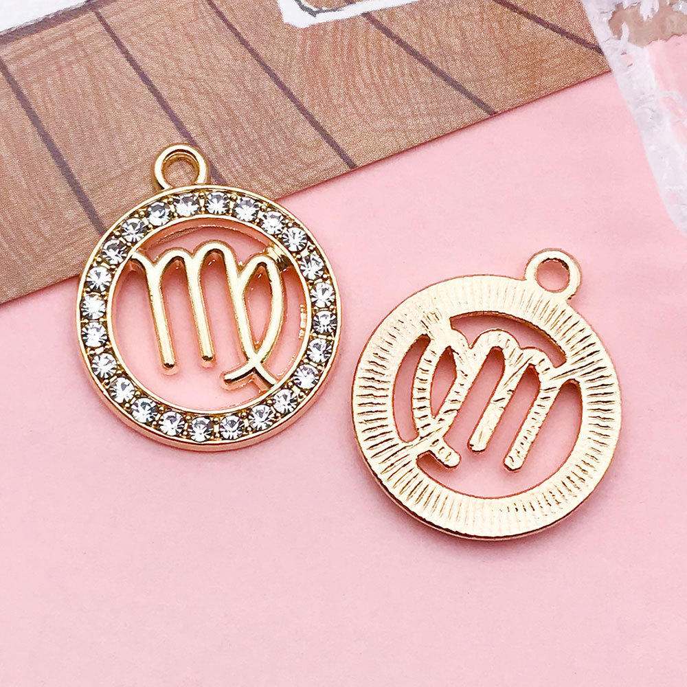 Picture of Twelve Zodiac Signs Cross-Border Zodiac Signs with Diamonds Alloy Accessories DIY Combination Necklace Earrings Pendant Pendant Accessories