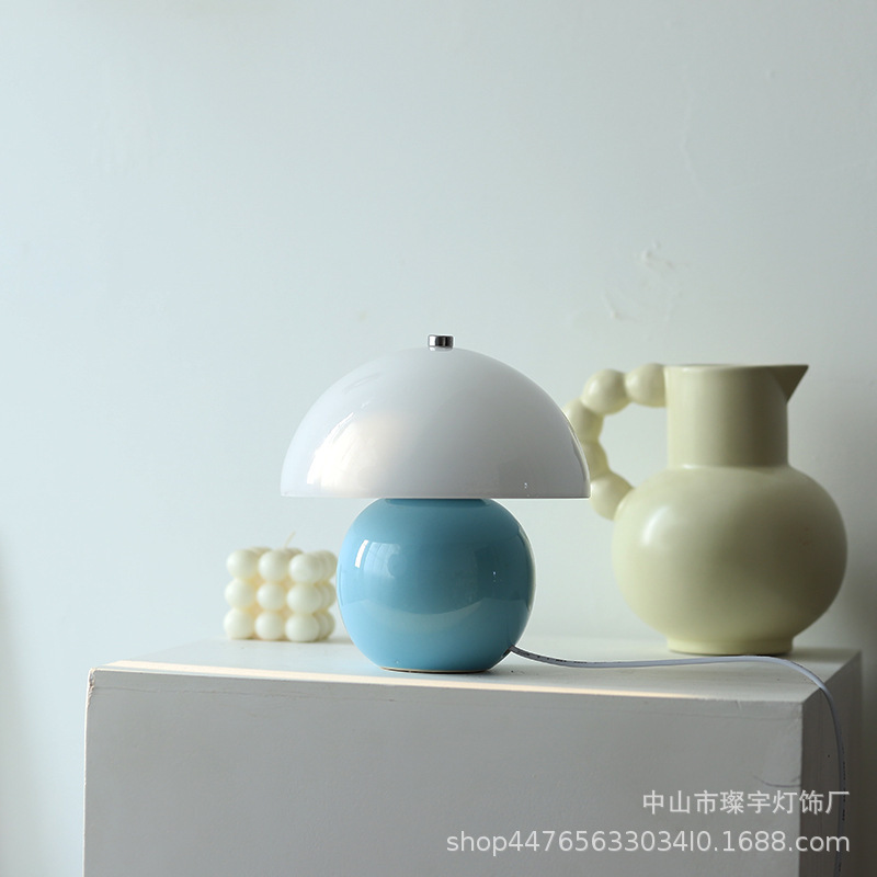 Cross-border Amazon creative modern ceramic table lamp cafe living room study bedroom bedside colorful glass table lamp