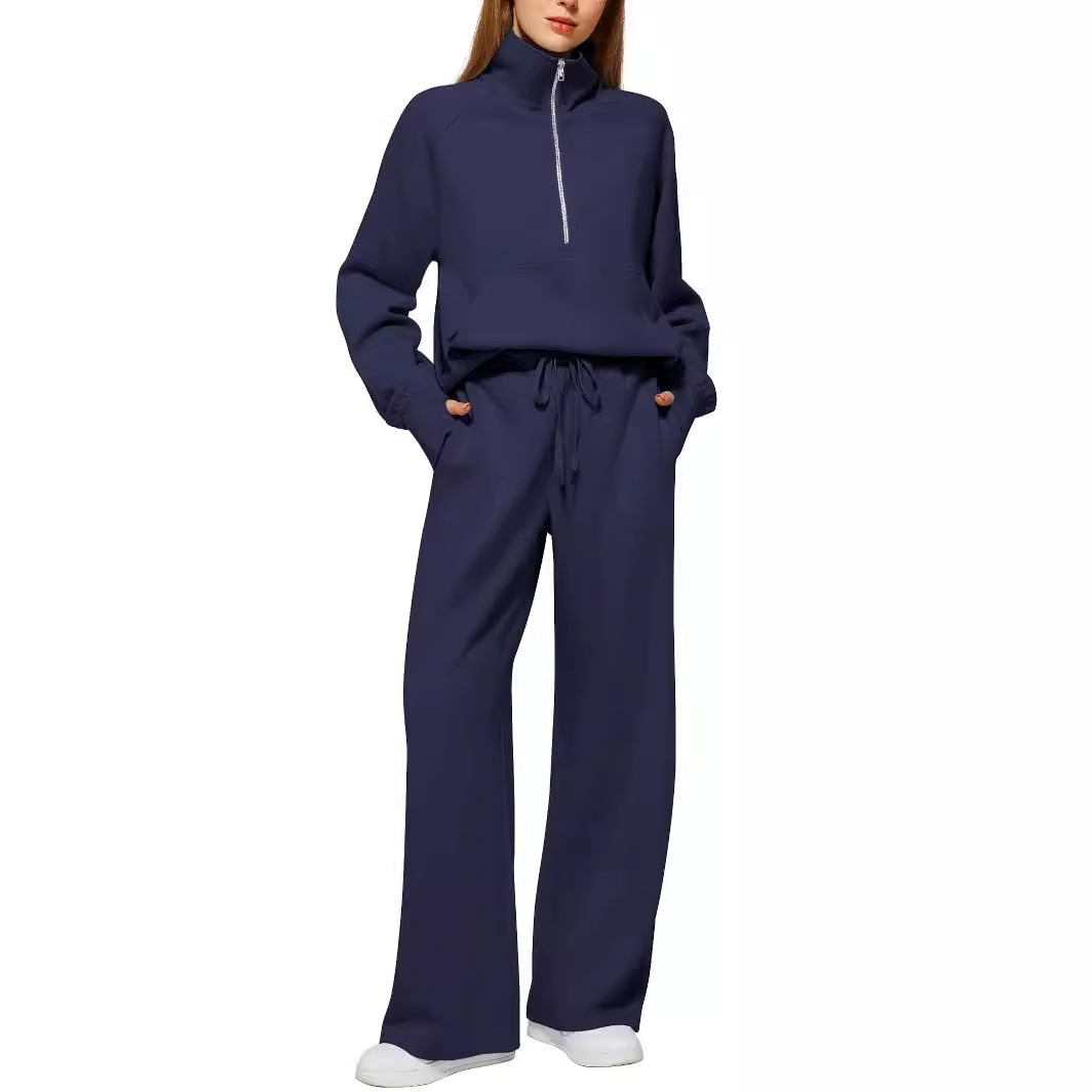 Picture of 2025 European and American Amazon European and American Style Two-Piece Oversized Half-Zip Sweatshirt Wide-Leg Sweatpants Casual Set