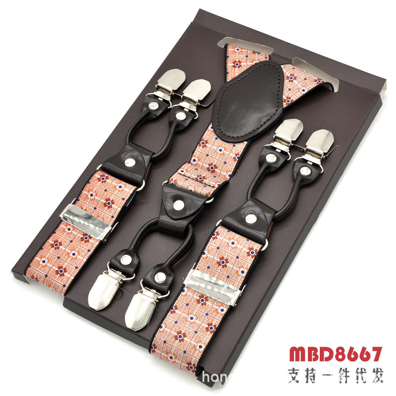 Picture of Cross-Border Supply Men's Suspenders Six-Clip Suspenders Elastic Adjustable Fat People Suspenders Men and Women Suspenders